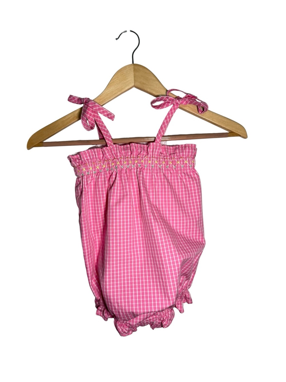 The Beaufort Bonnet Company Pink Gingham Rosey Romper Bubble Size 3T